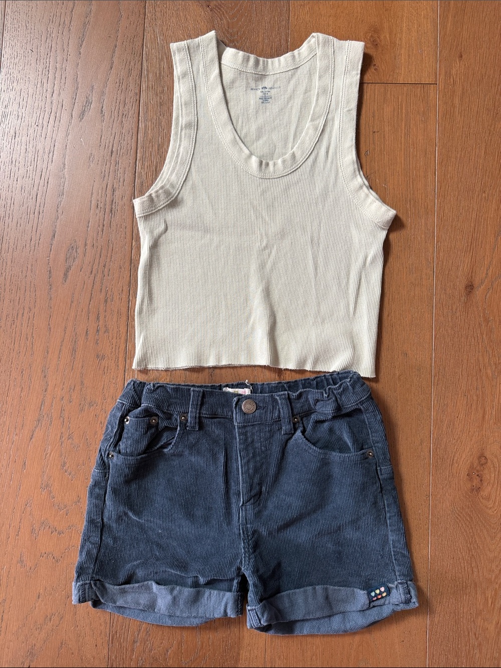 Brandy Melville tank and corduroy shorts